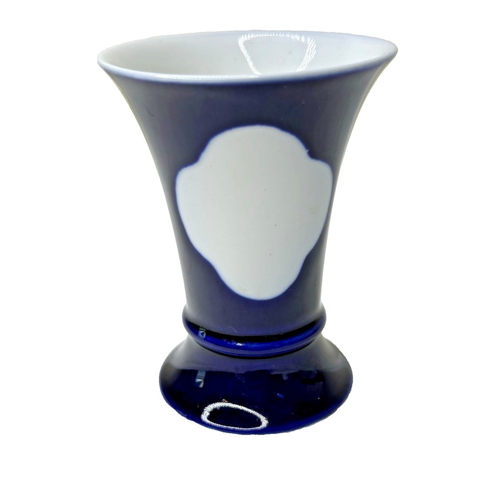Lindner Vase Handarbeit Cobalt Blue White W Germany Numbered 1066.10 Porcelain